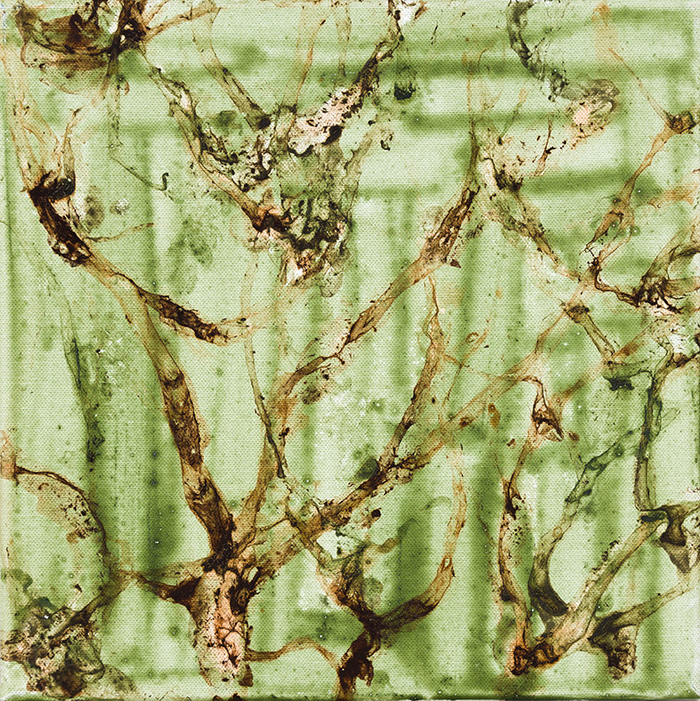 bruine slakkensporen op groen, 30 x 30 cm