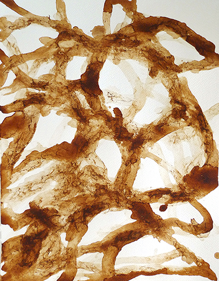 sienna aquarel slakkensporen, 30 x 40 cm
